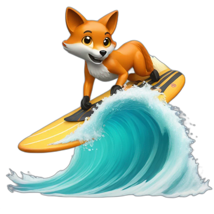 Fox surfing a wave emoji