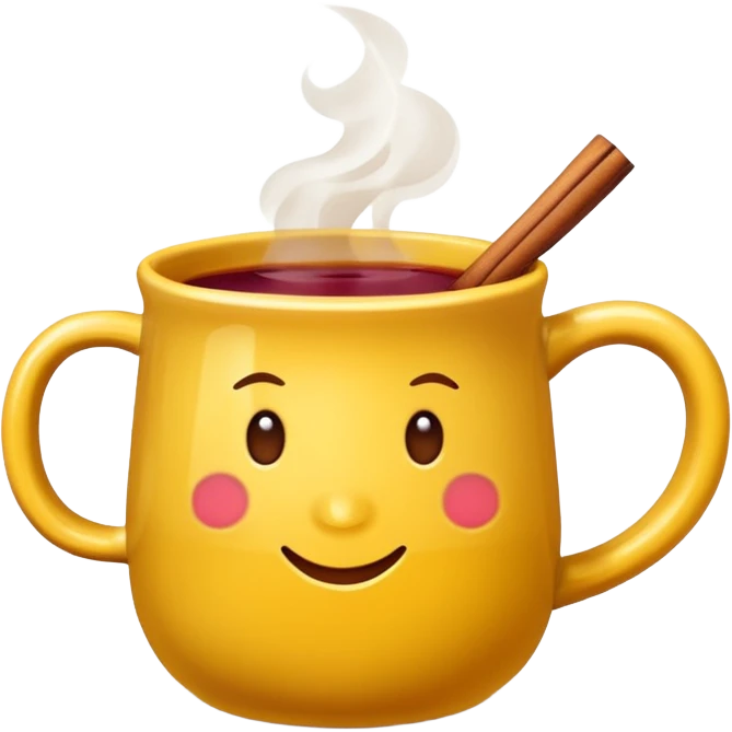 a yellow mug with steaming mulled wine without face

 emoji