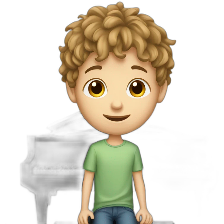Caucasian-boy-child-shaggy-light-brown-hair-piano emoji