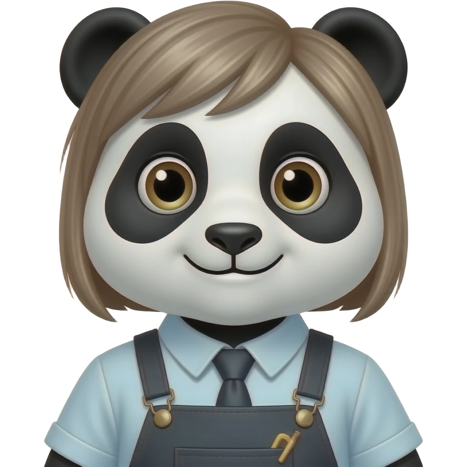 panda Hair Dresser front facing with outfit emoji