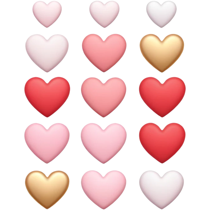 Romantic pastel red and pink and white and gold hearts emoji