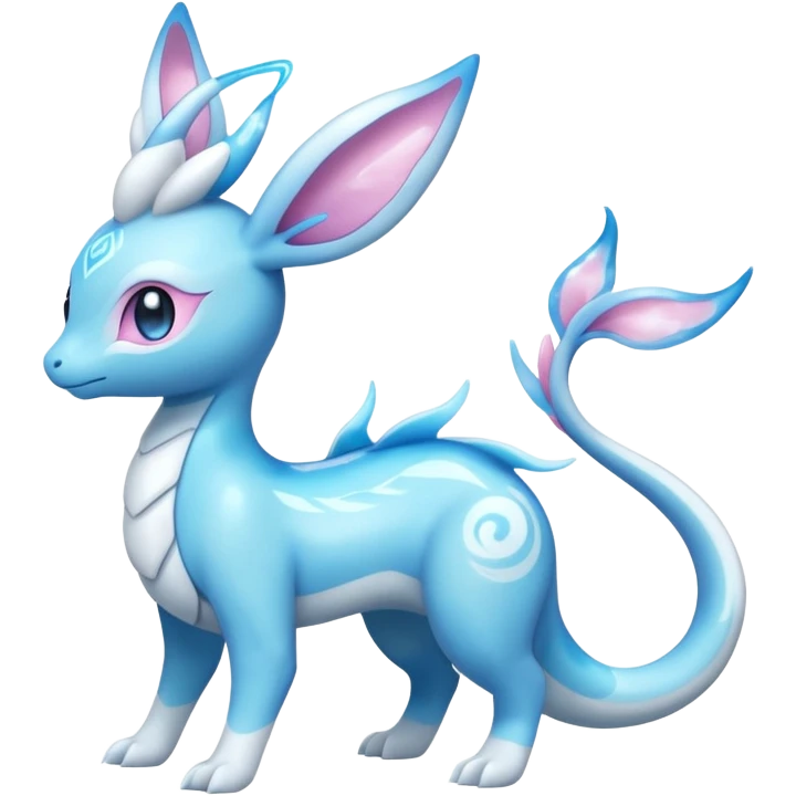 Shiny Sparkly Bioluminescent Glowing Lumineon-Amaura-Dragonair-Sylveon-Fakémon-hybrid-creature (full body)  emoji