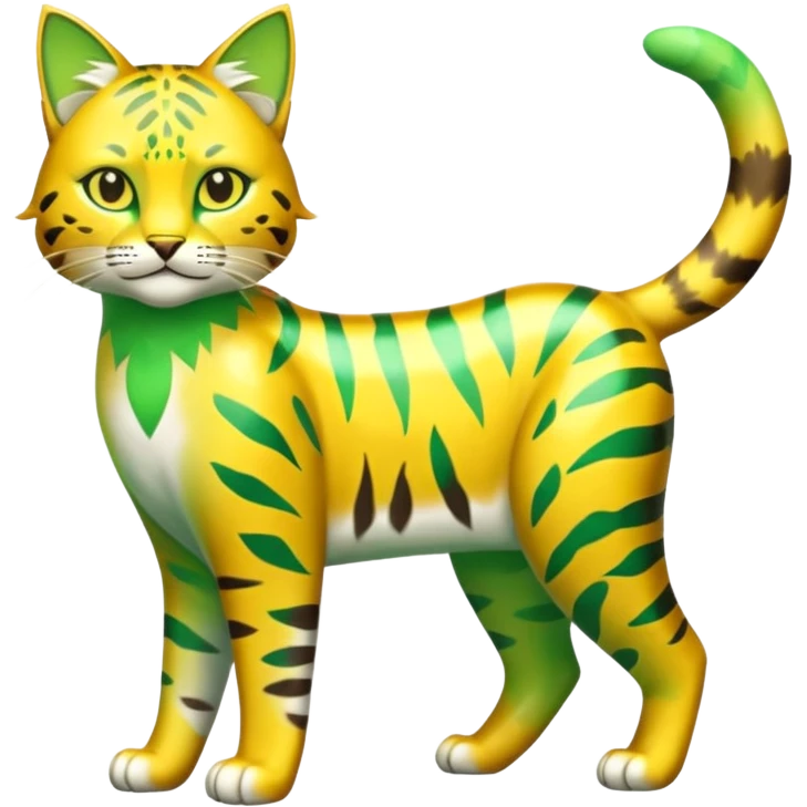 Shiny Tropical Exotic Green and Yellow Electrike-Sprigatito-Bobcat-Amaura-Aurorus-Shiny-glorp-cat-fusion (full body) emoji