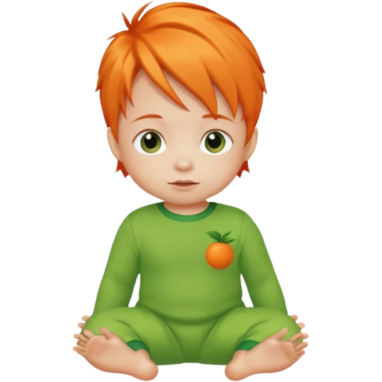orange hair baby green outfit emoji