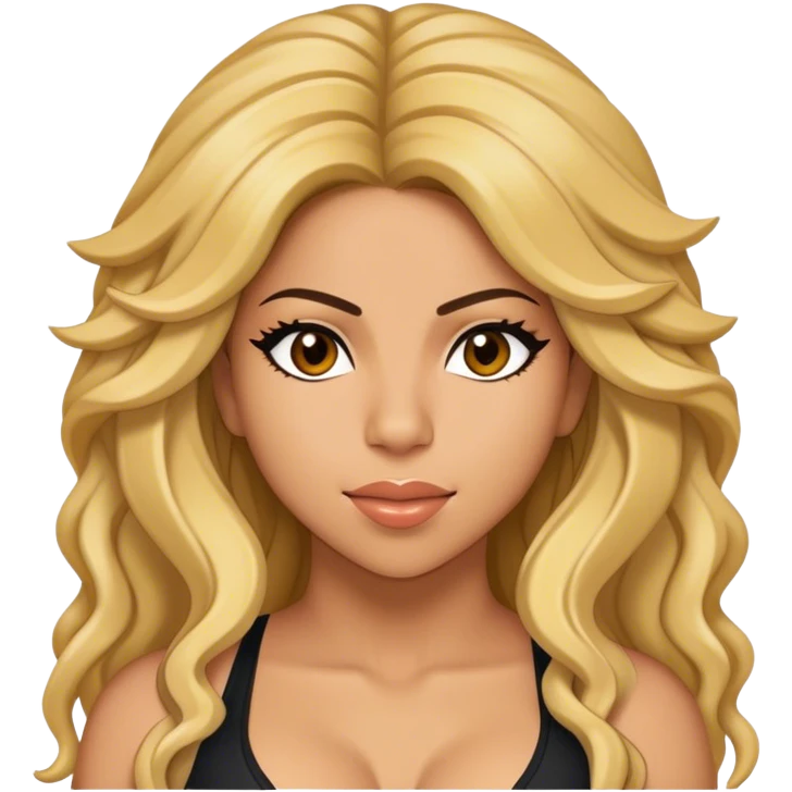 Cinematic Realistic portrait of Shakira, shown as a dynamic pop icon with expressive features and detailed modern attire, illuminated by vibrant, energetic lighting that highlights her global influence emoji