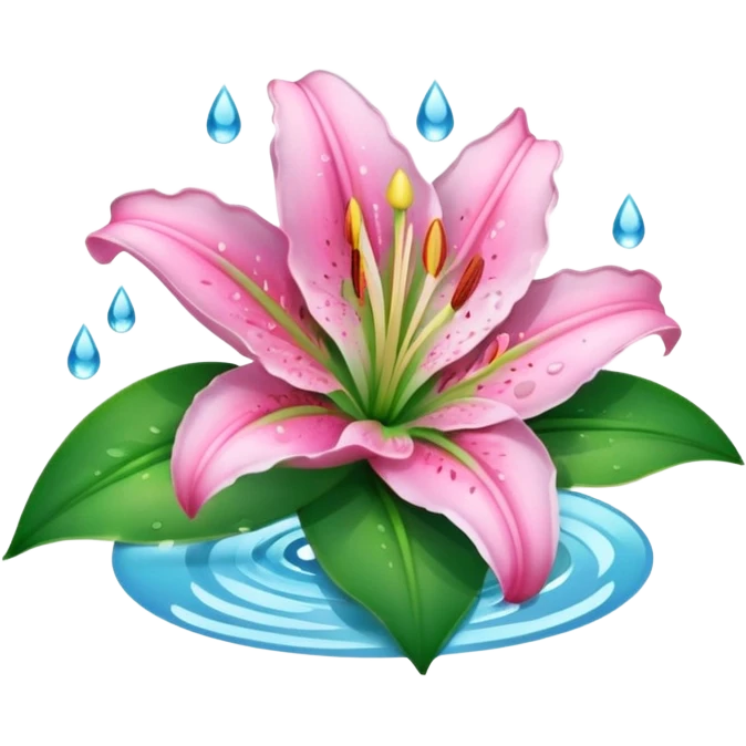 water pink lily circle leaf emoji