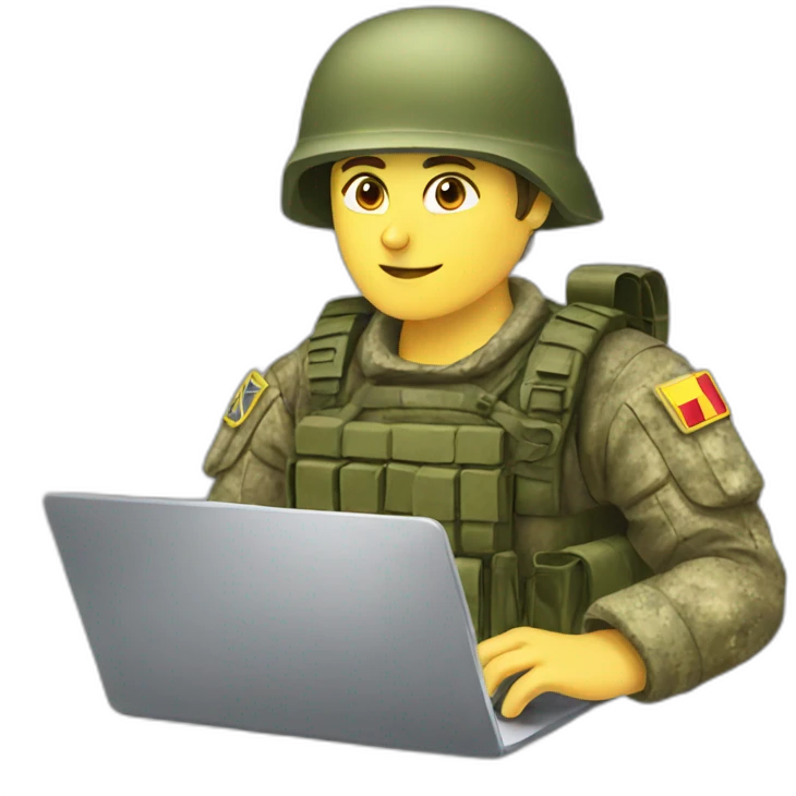 ukrainain-soldier-coding-with-laptop emoji