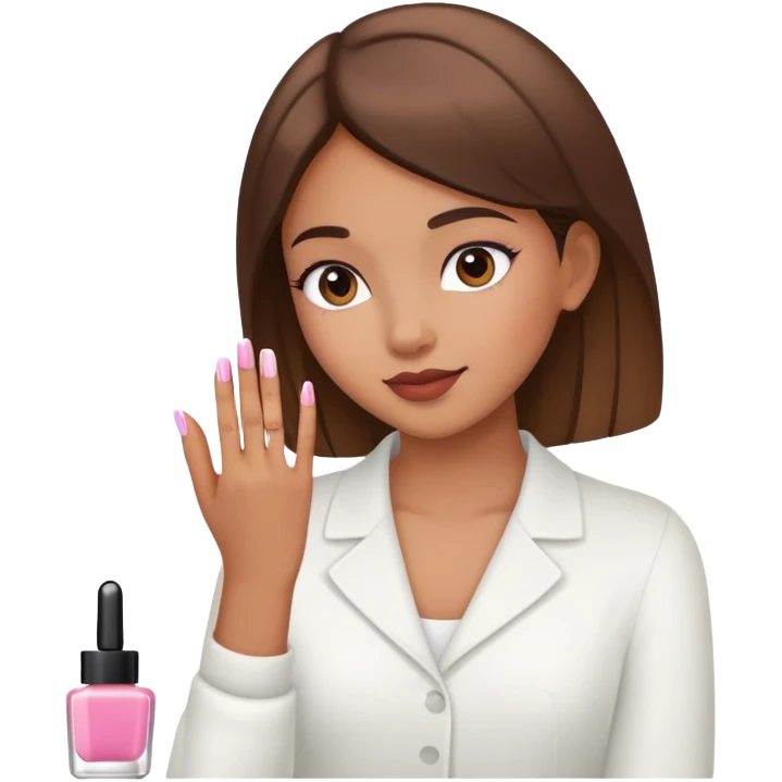Girl looking at manicure  emoji