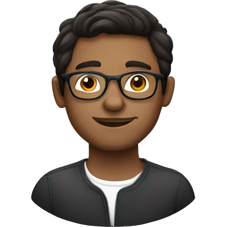 a brunette man with round clear glasses emoji