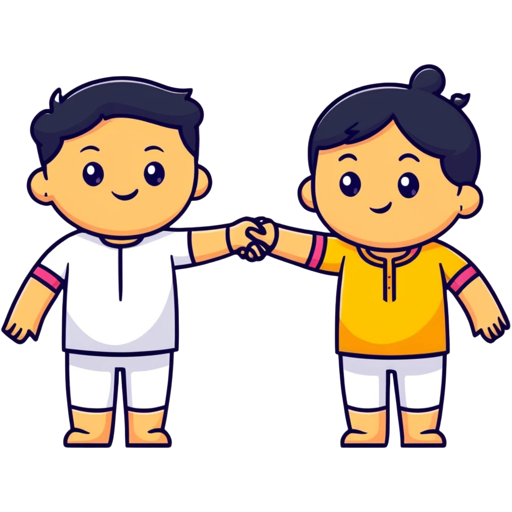 cute characters linking arms with Hindi word Tumse emoji