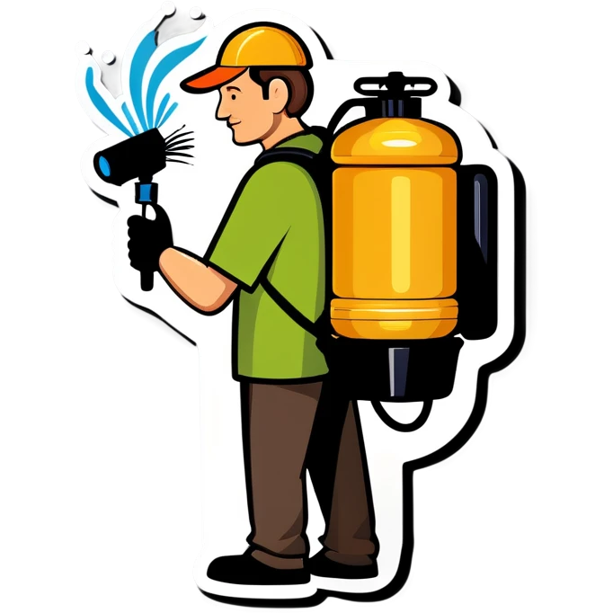 Man spraying backpack sprayer for bugs emoji