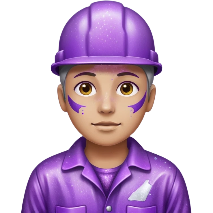 industrial worker wearing glitter purple glittery clothes emoji