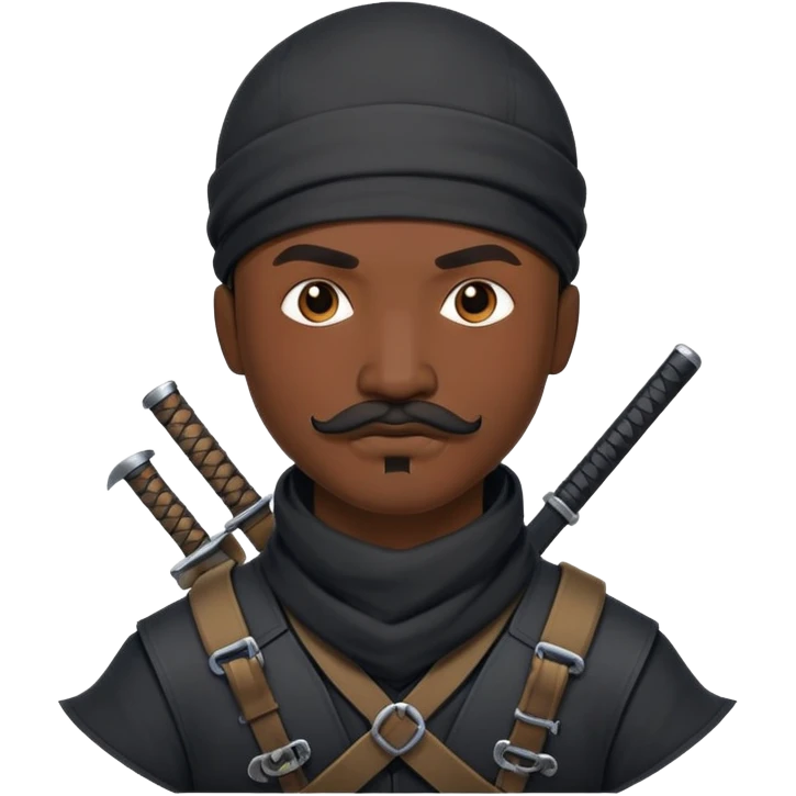 african-american web developer mustache mercenary black asymmetrical ninja hacker emoji