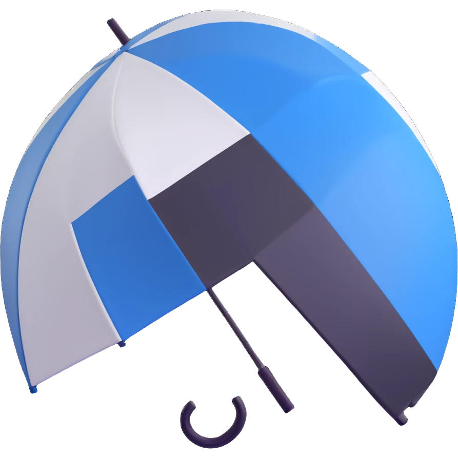 umbrella with blue and white stripes emoji