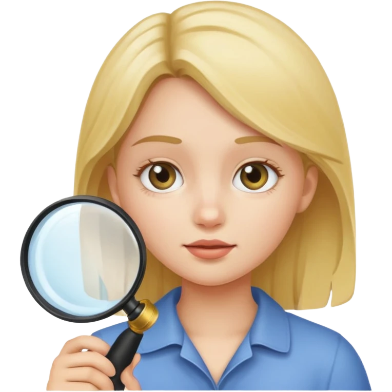 a girl using a magnifying glass emoji