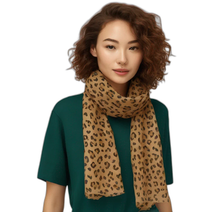 Léopard print scarf on girl with brown Hair  emoji