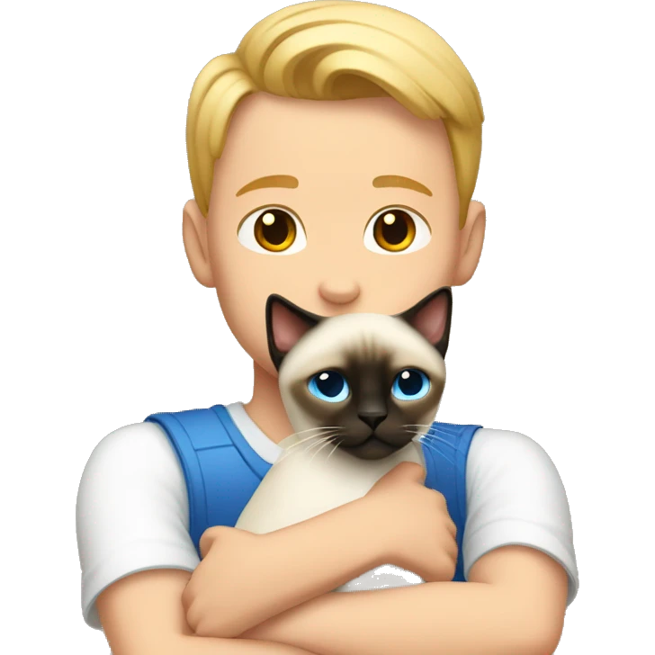 Siamese cat Hug white boy emoji