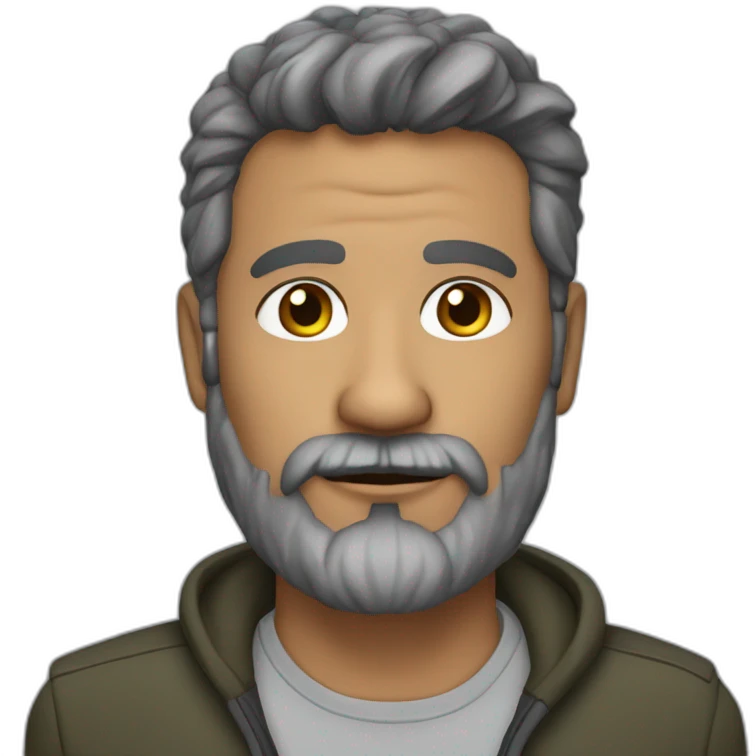 55 year old male with olive skin and dark hair and dark scruffy beard emoji