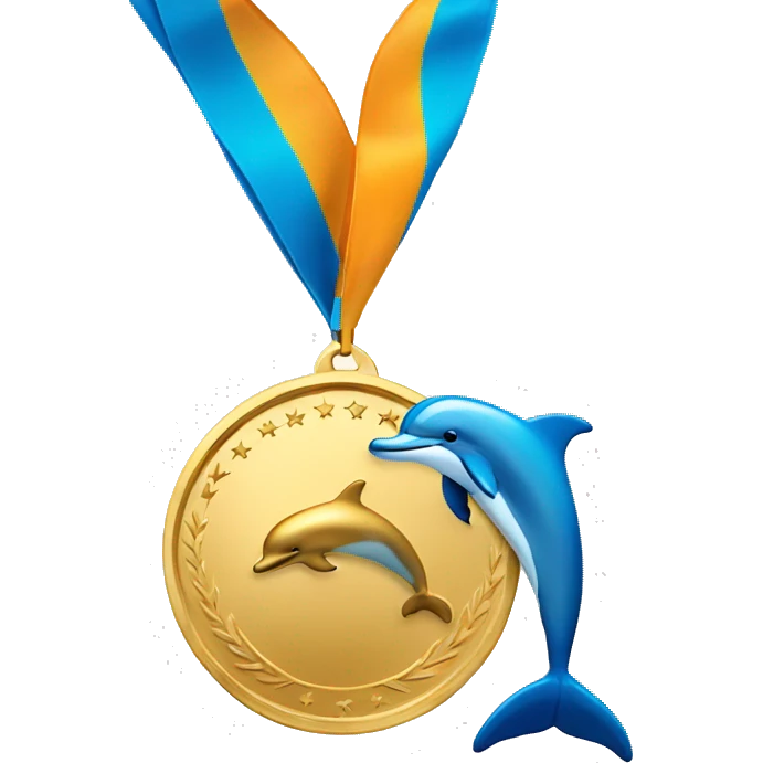 Gold medal with Dolphin emoji
