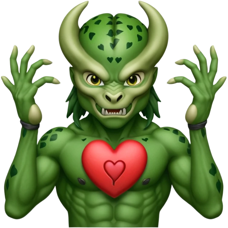 predator from the movie predator making heart sign with hands emoji