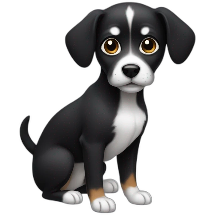 Black small dog with White spot in the belly emoji