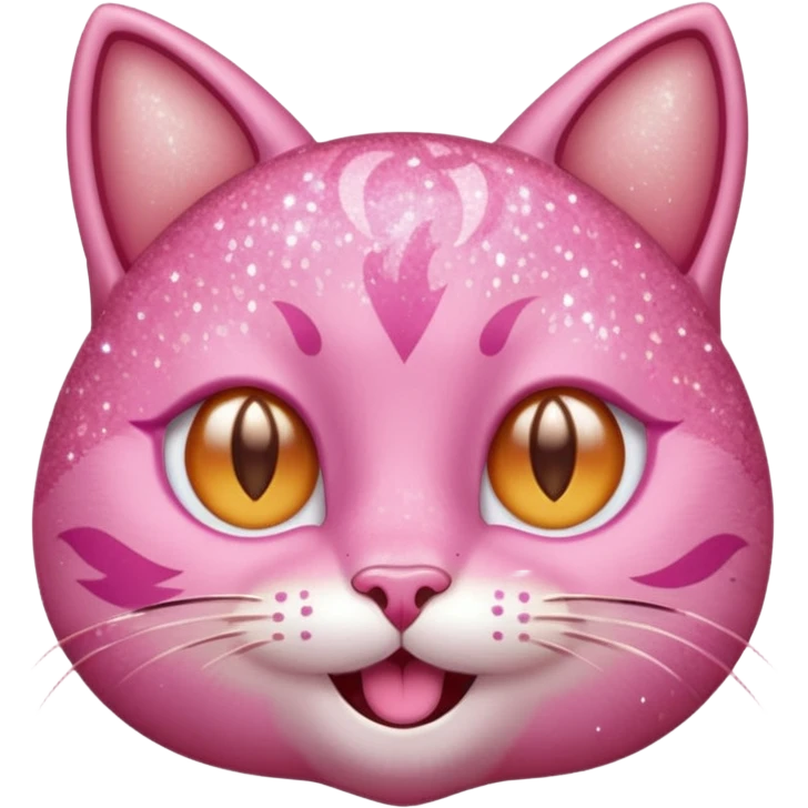 glitter pink cat happy winking emoji
