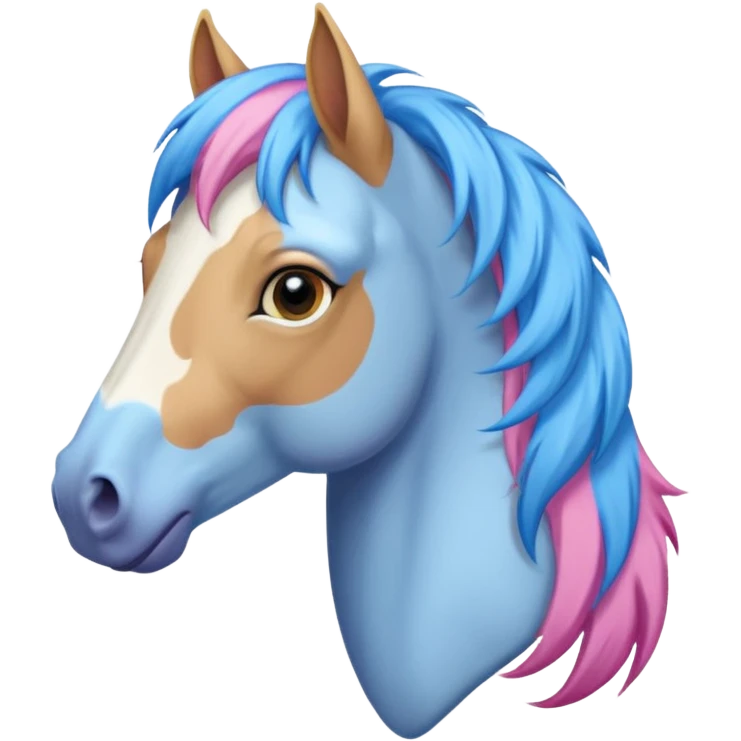  horse with and blue pink hair emoji