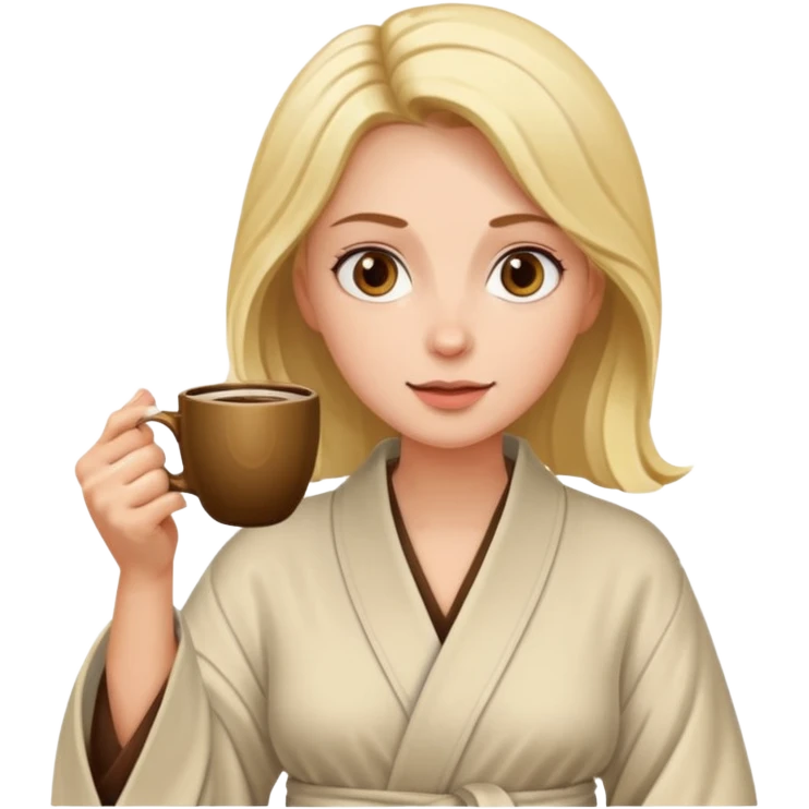Woman drinking coffee and The edges of the eyes are wide open in the morning emoji