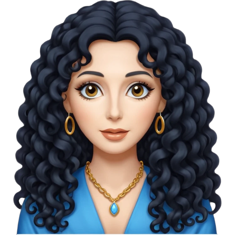 Cher with long black curly hair emoji