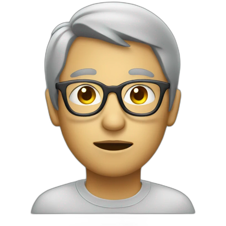 human in glasses with grey skin thinking emoji
