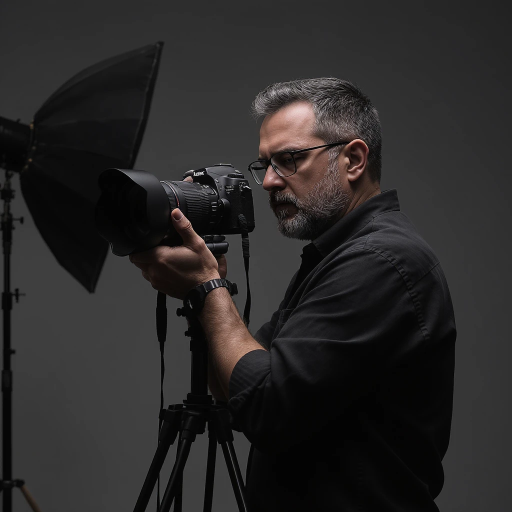 realistic photograph of a photographer, studio quality emoji