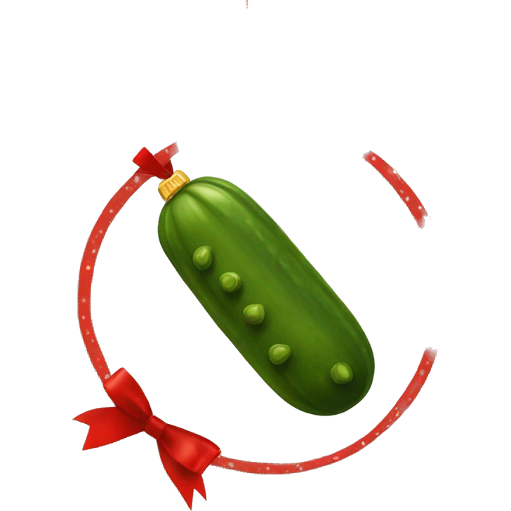 Pickle Christmas ornament with red ribbon emoji