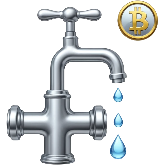 hazme una canilla y que las gotas de agua sean bitcoins emoji