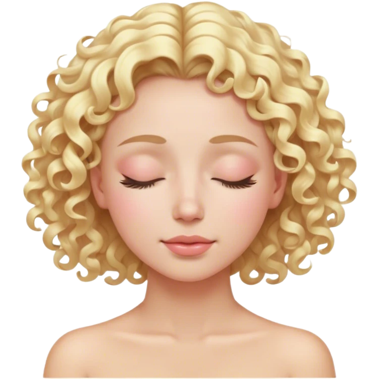 Light Pink spa day blonde curly hair, closed eyes  emoji
