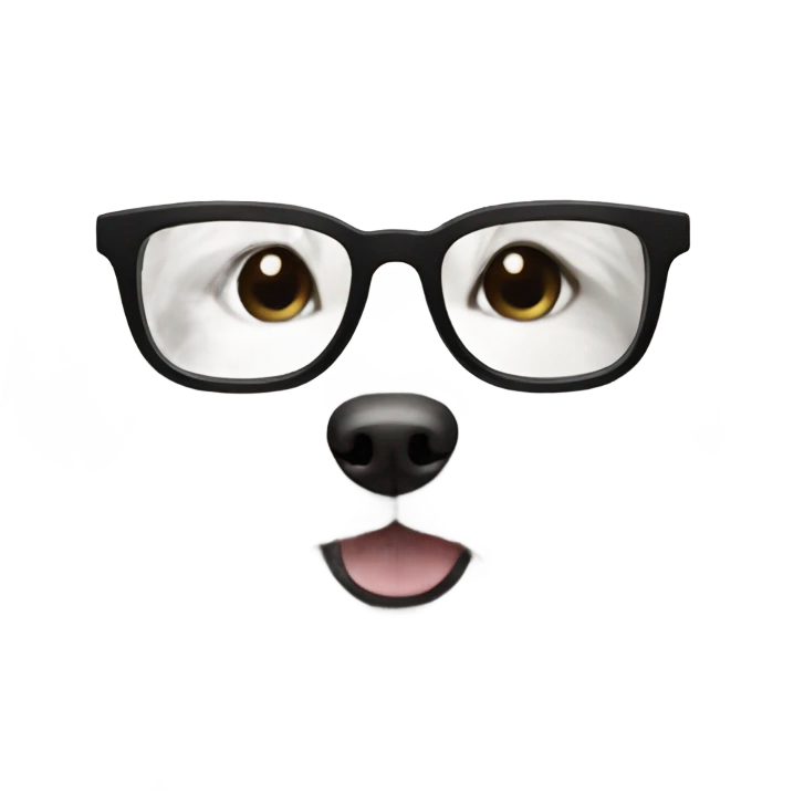 White fluffy dog wearing glasses emoji