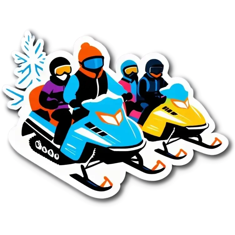 A group that drives Schneemobil in the winter emoji