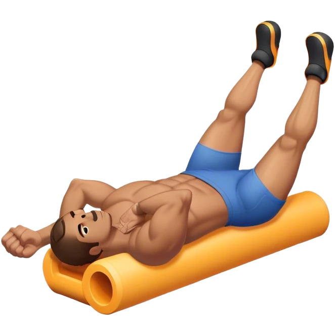 buff guy lying lats down on foam-roller emoji
