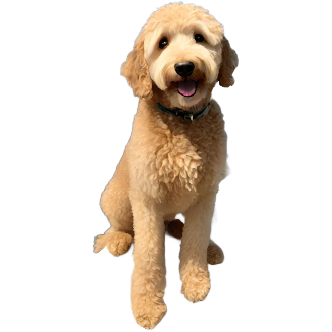 Golden doodle on boat emoji