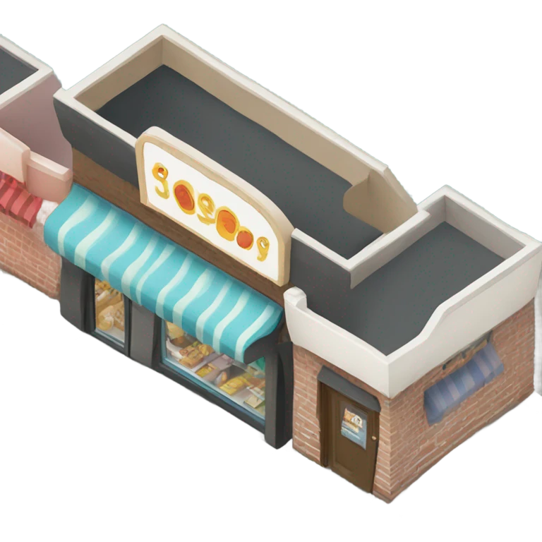 isometric row of shops emoji