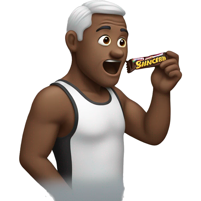 Man eating a snickers bar emoji
