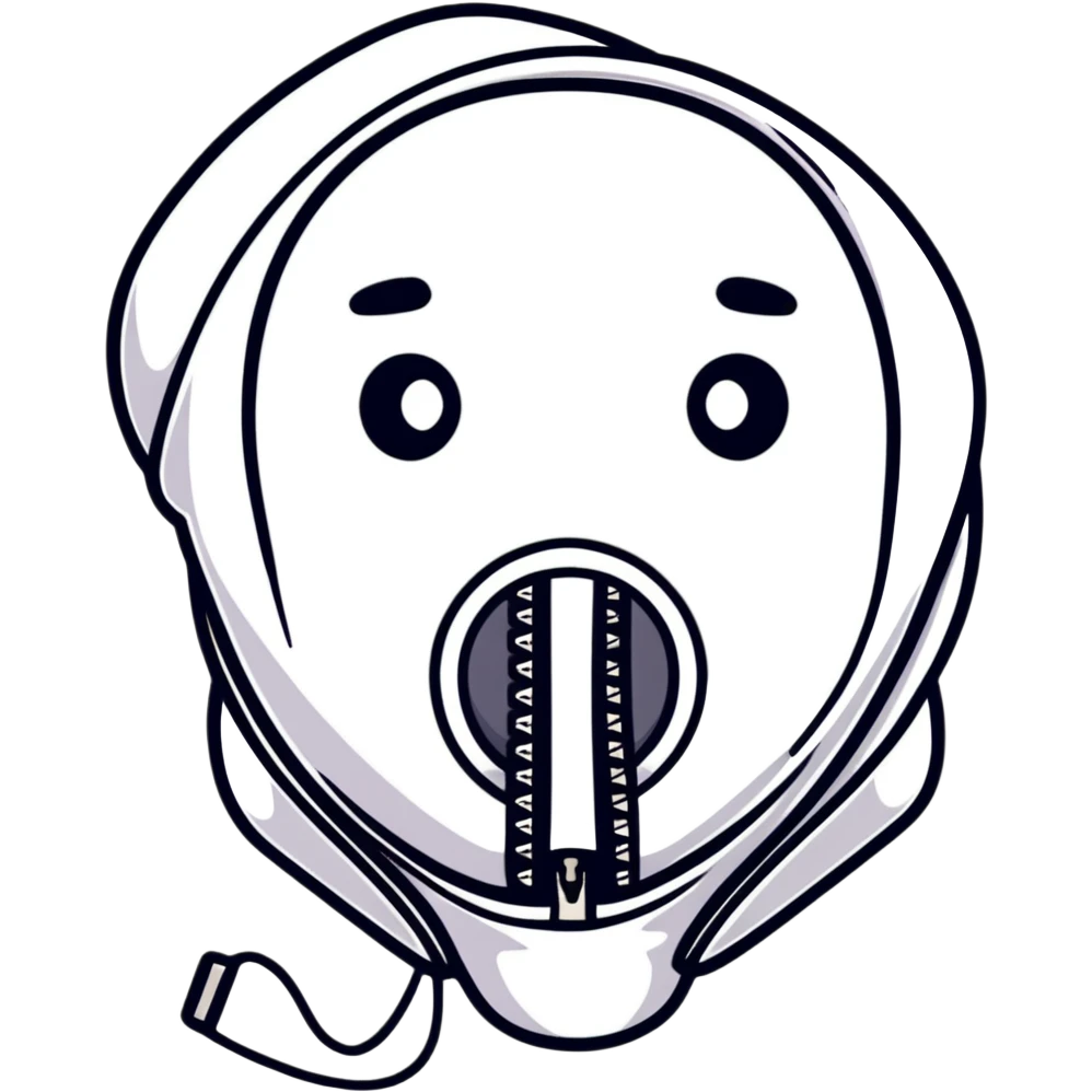 cartoon face with a zipper across the mouth emoji