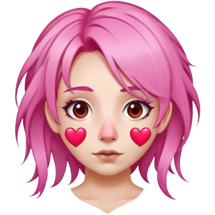 girl with pink hair and overgrown roots, with a septum heart in her nose emoji