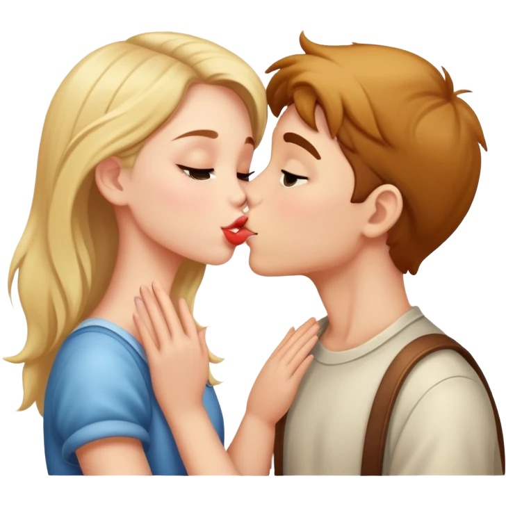 Un chico y una chica dándose un beso emoji