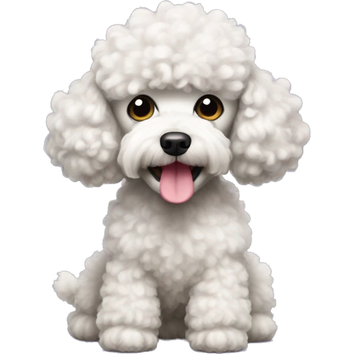 Poodle dog with fluffy hair holding a toy in its mouth emoji