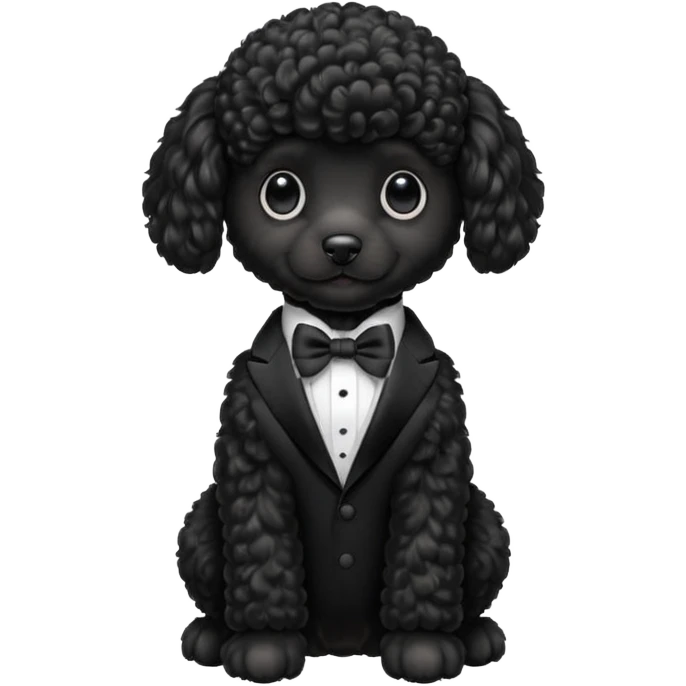 Black poodle puppy in a tux emoji