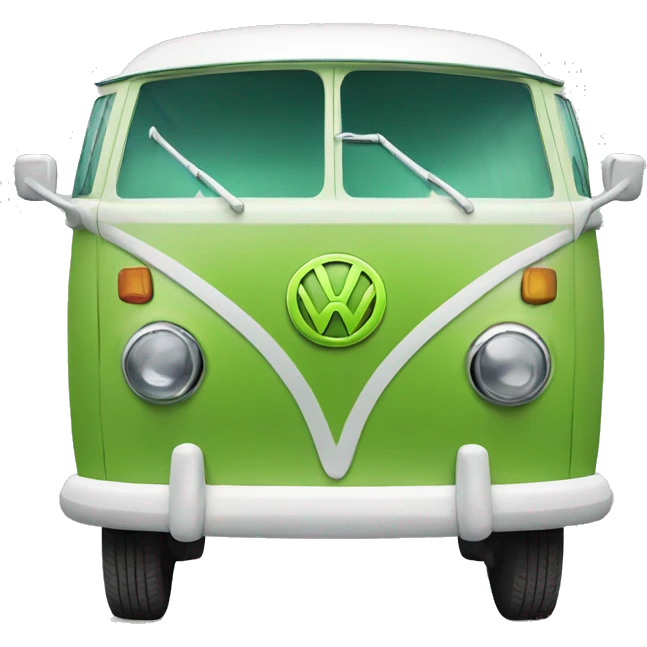 vw camperbus with green on the bottom and white on top emoji