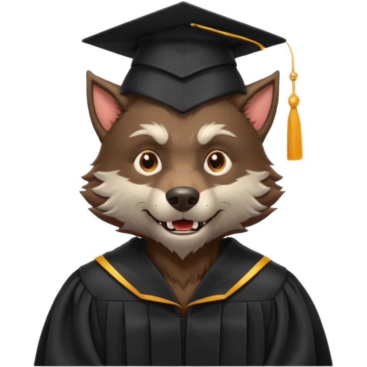 Werewolf graduating college emoji