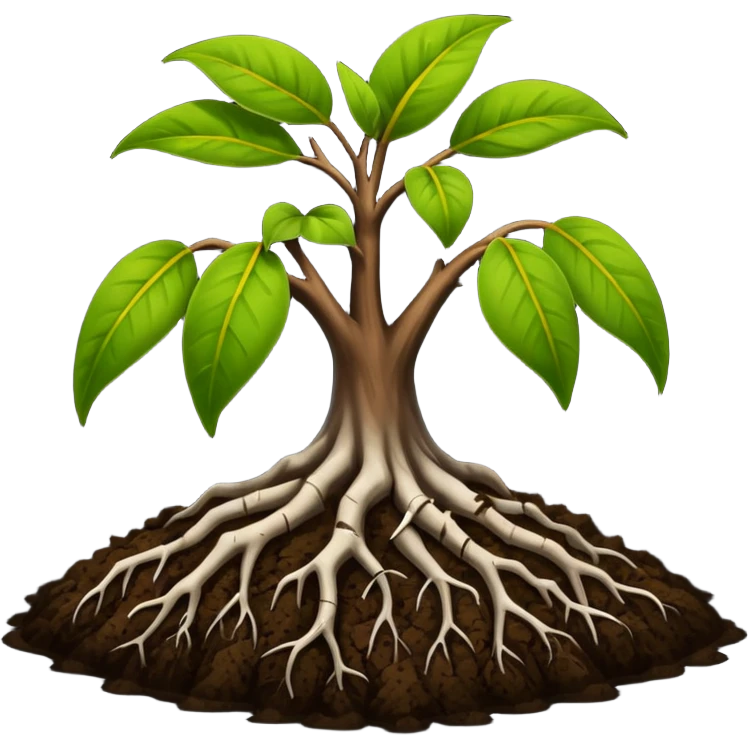 soil organic carbon with mangroves dropping leaves onto soil to rot emoji