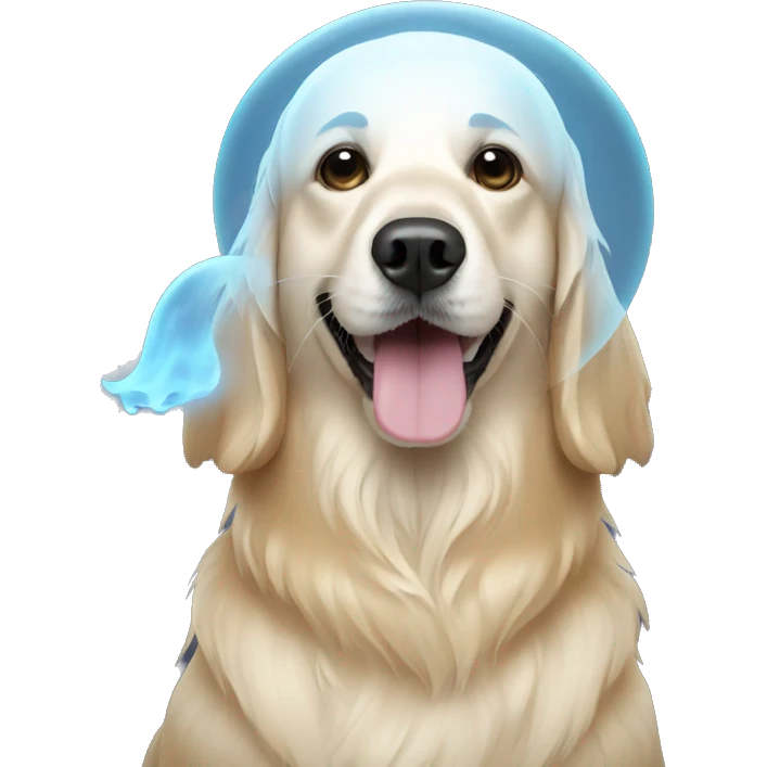 Golden retriever with ghost costume  emoji