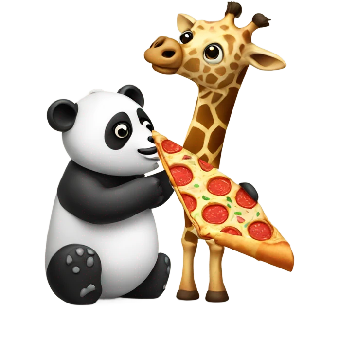 Giraffe and panda eating pizza emoji